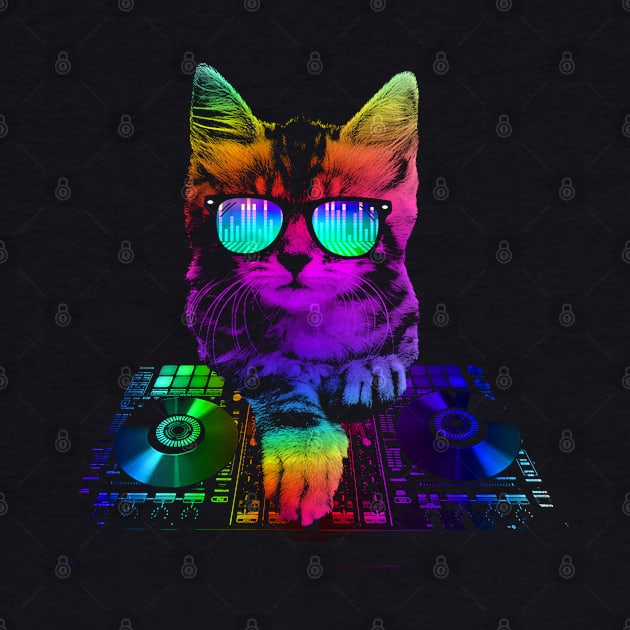 Rainbow Dj cat by clingcling